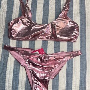 Pink metallic bathing suit